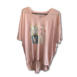 MAMA Dolman Tshirt Flowy Floral Box Graphic Woman’s Size X-Large Blush Breezy